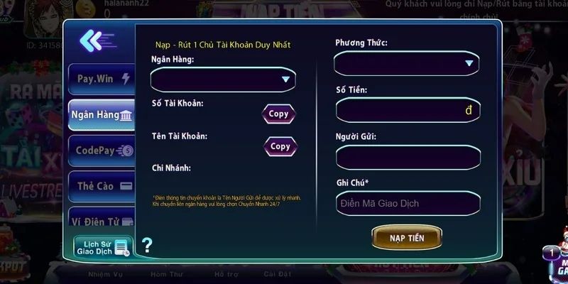 Một số lưu ý quan trọng khi nạp tiền vào tài khoản